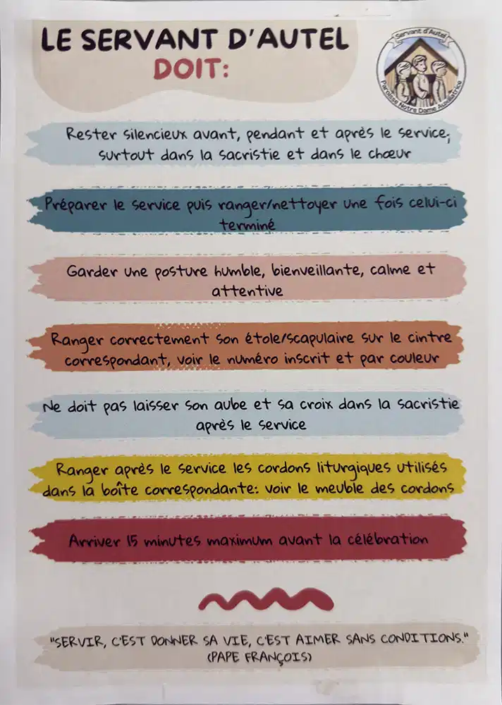 Charte des servants d’autel